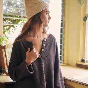 Free People Hailee Waffle Sweater Set in Hot Fudge (Brown)